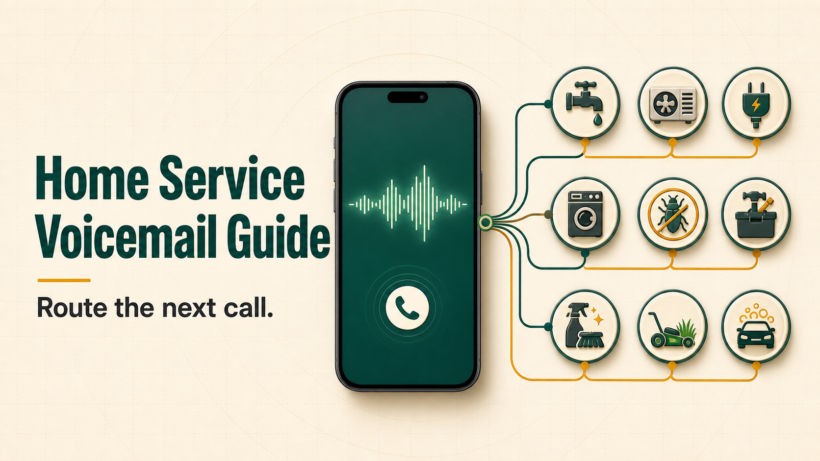 An illustrated phone surrounded by a selection of home-service trade symbols